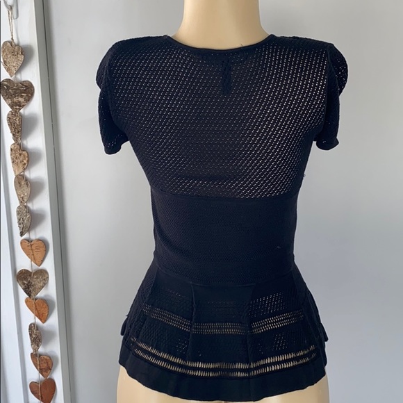 BCBG Silk see-through peplum top - Picture 3 of 5